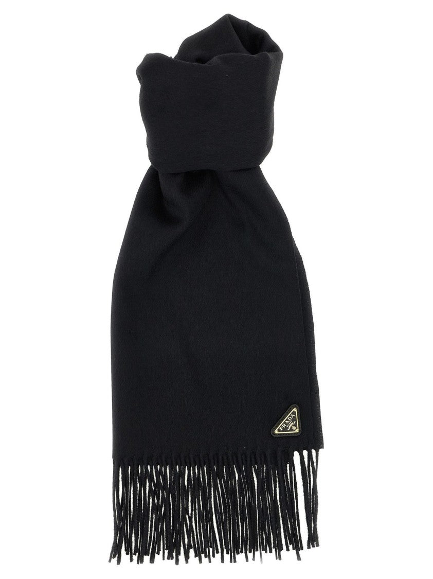 Prada Prada Triangular Logo Cashmere Silk Scarf