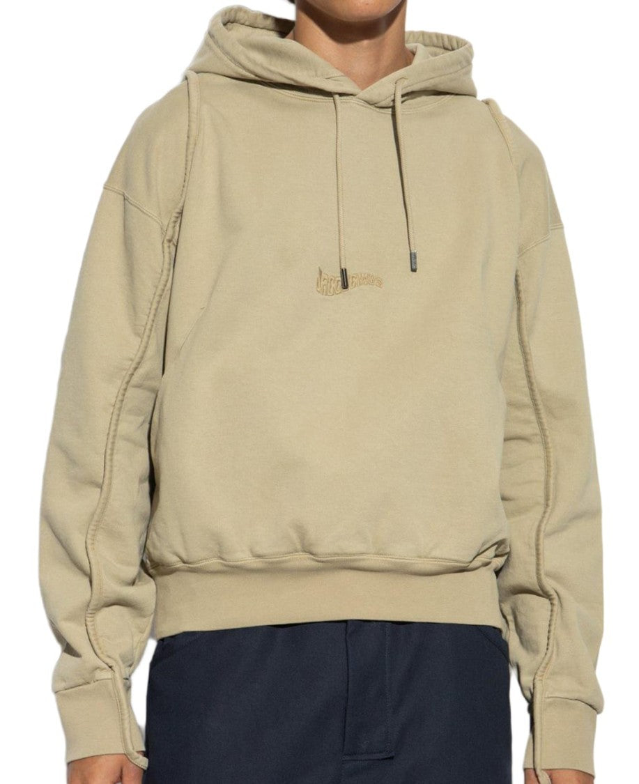 Jacquemus Cropped Hoodie With Drawstring Hood And Ribbed Cuffs