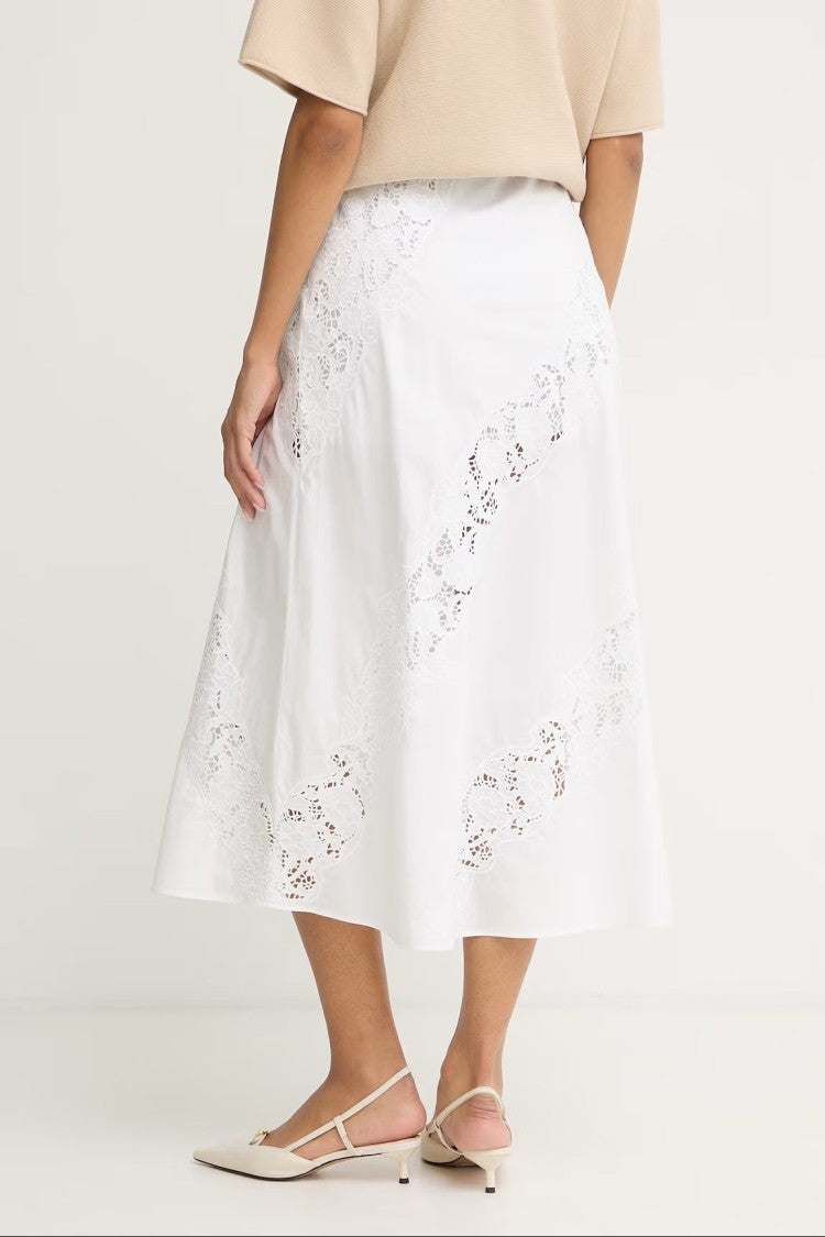 Twin-Set Midi A-Line Skirt With Lace Inserts