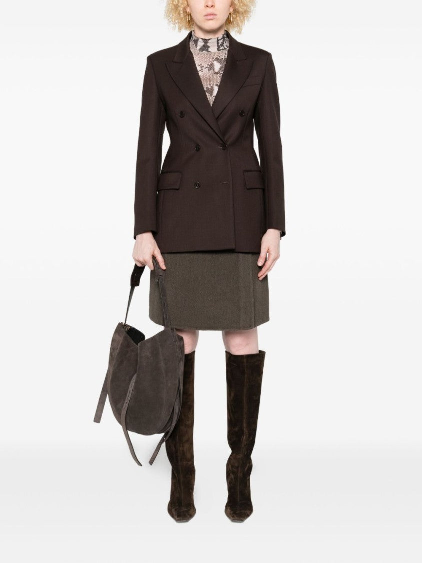Parosh Double-Breasted Gabardine Blazer With Flap Pockets
