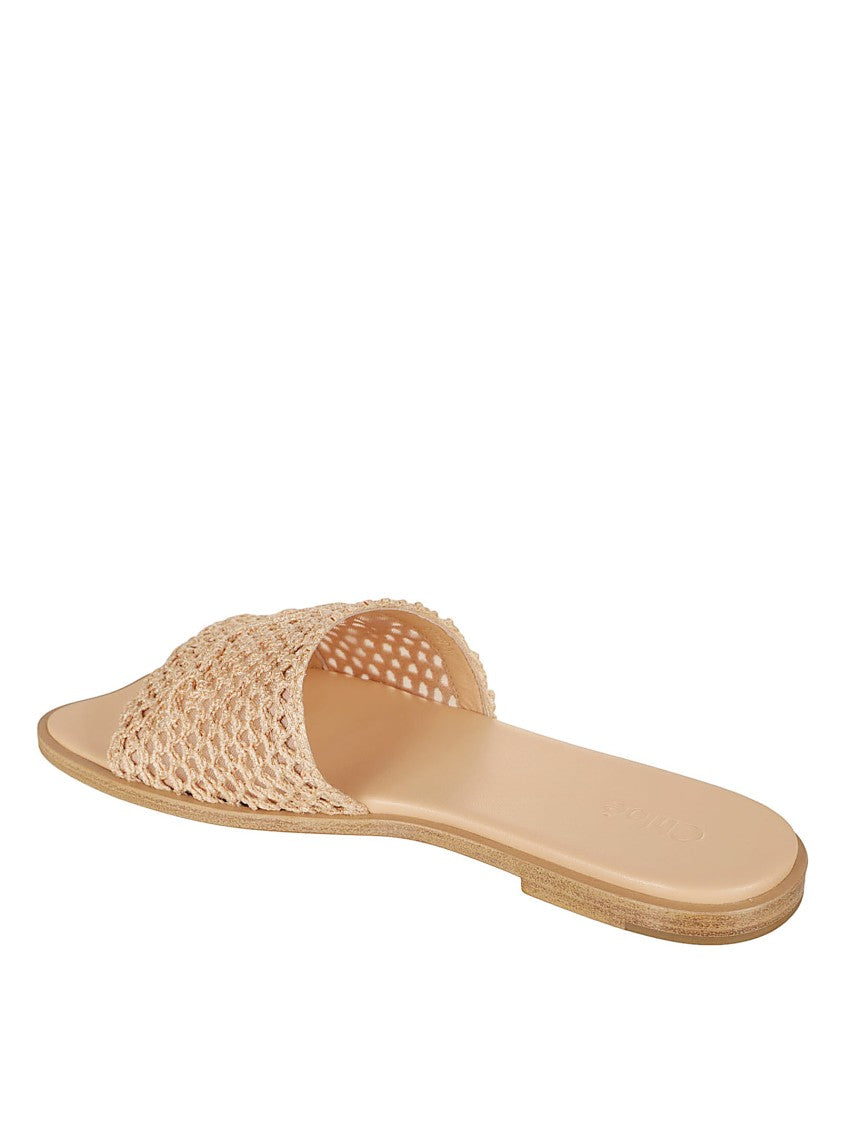 Chloé Crochet-Effect Soleil Slides With Embroidered Logo Detail
