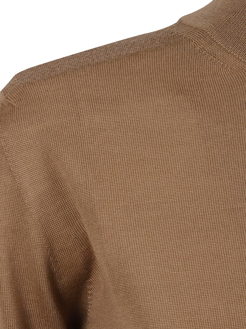Max Mara Fitted Brown Sweater With High Neck