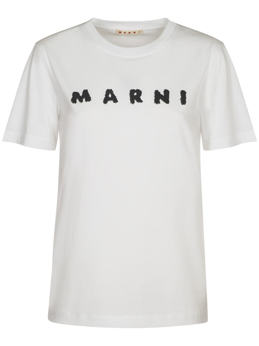 Marni Textured Logo T-Shirt With Relaxed Fit