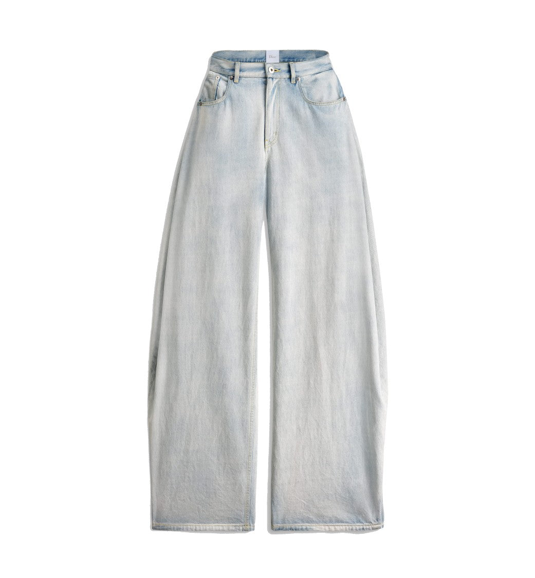 Christian Dior Light-Wash High-Waist Wide-Leg Denim Jeans
