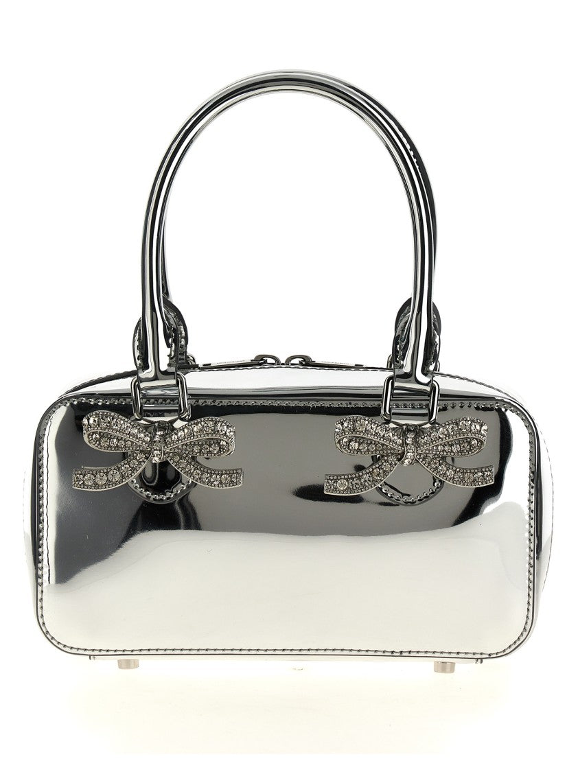 Self-Portrait 'Metallic Silver Leather Mini Tote' Handbag