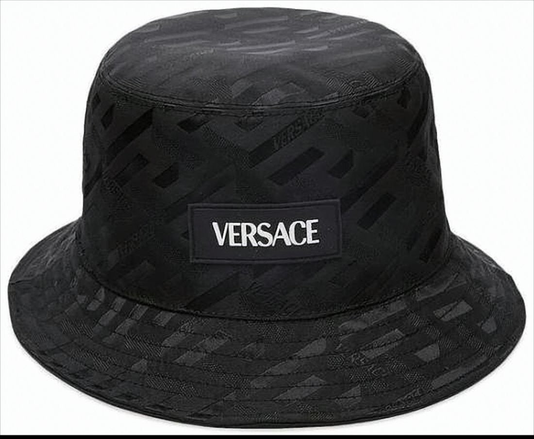 Versace Tonal Pattern Nylon Bucket Hat With Iconic Versace Logo
