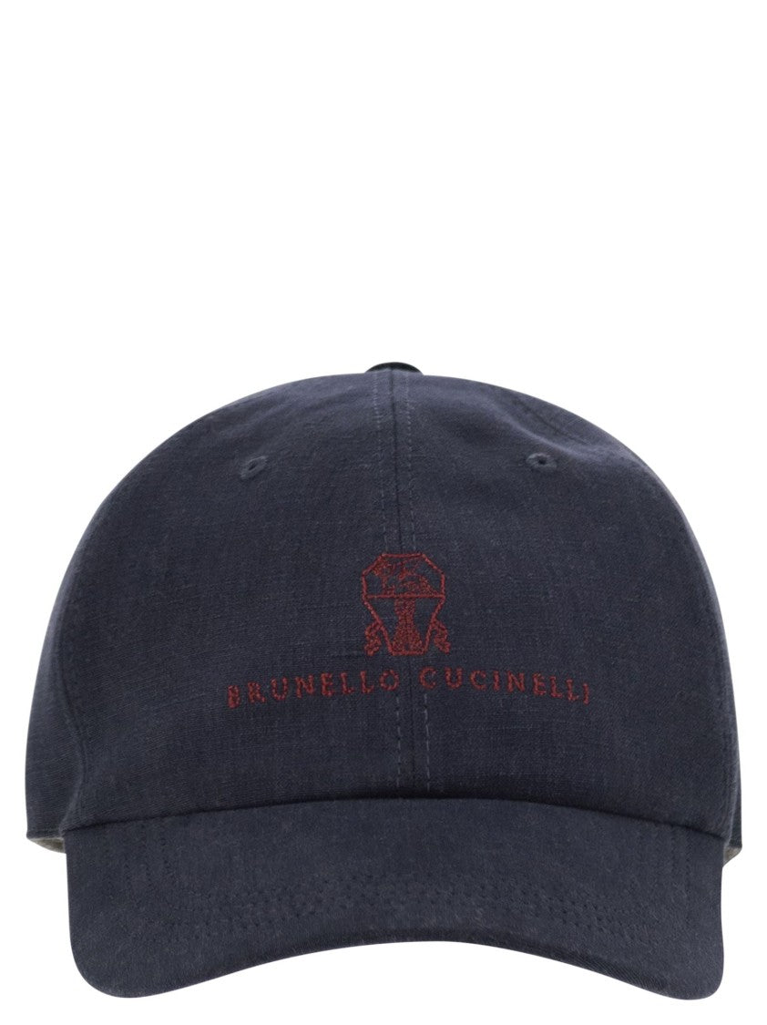 Brunello Cucinelli Diagonal Linen, Wool And Silk Baseball Cap