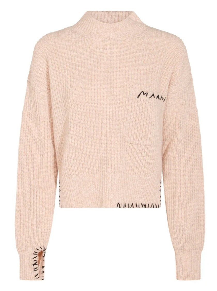 Marni Cropped Knit Sweater With Ribbed Texture