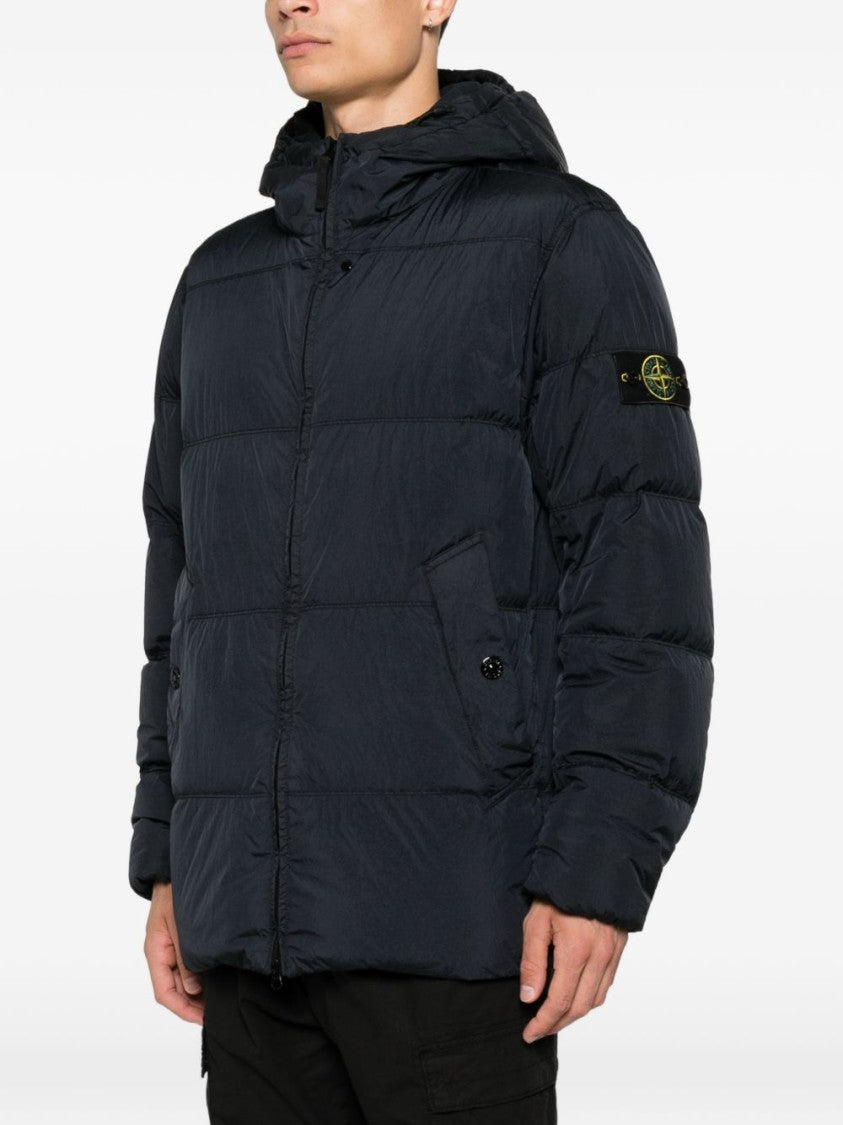 Stone Island Black Quilted Padded Hooded Patch Jacket
