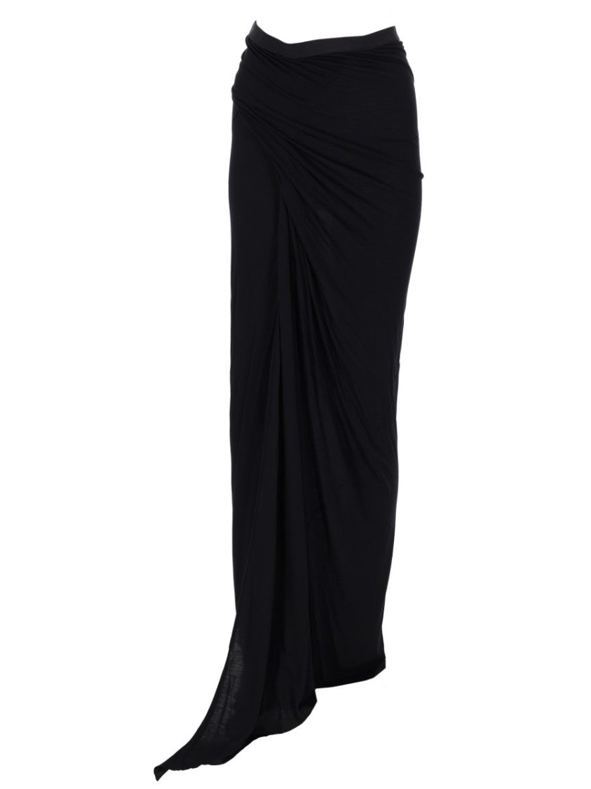 Rick Owens X Lilies Draped Front Slit Viscose Maxi Skirt