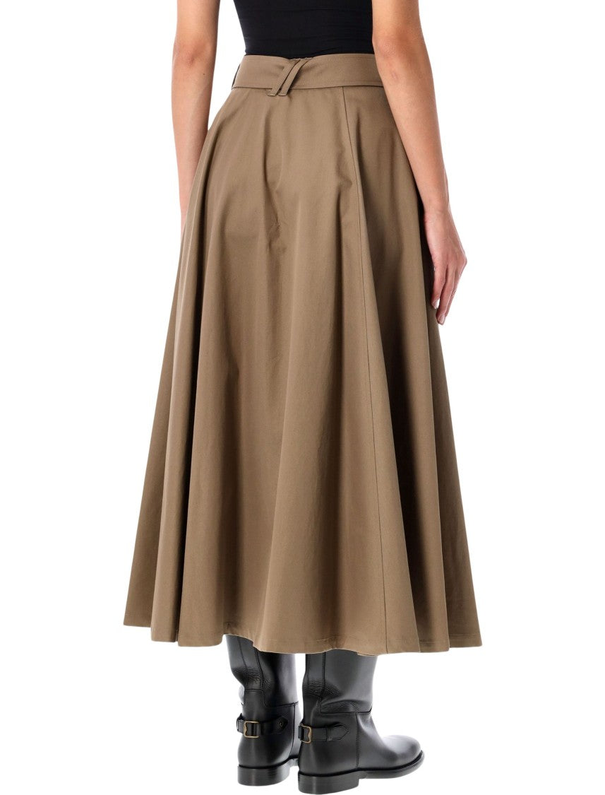 Burberry London Gabardine Trench Midi Skirt