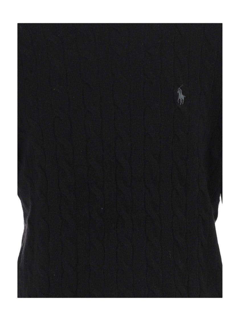Polo Ralph Lauren Black Cable-Knit Wool Cashmere-Blend Sweater