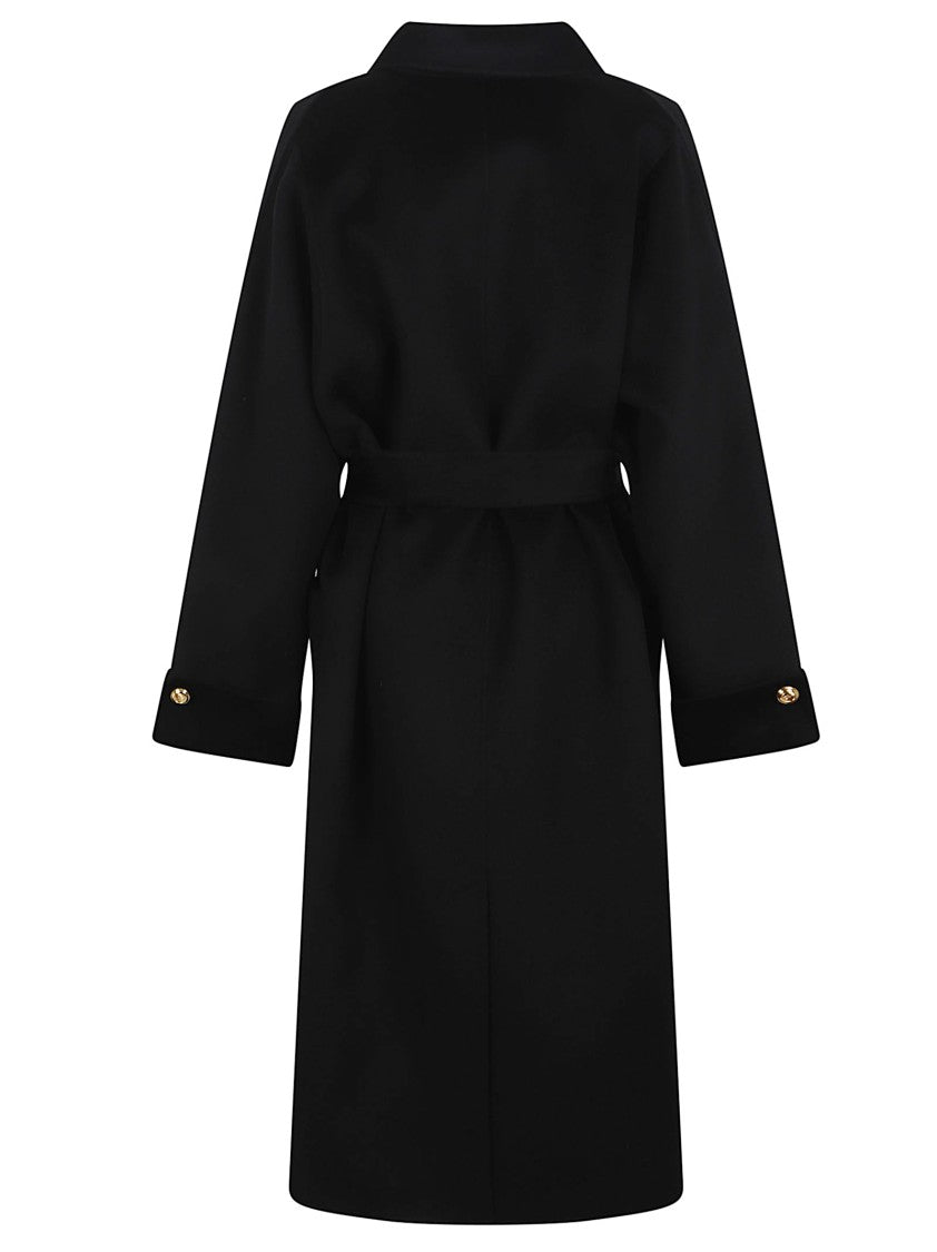 Elisabetta Franchi Double Wool Blend Wrap Coat