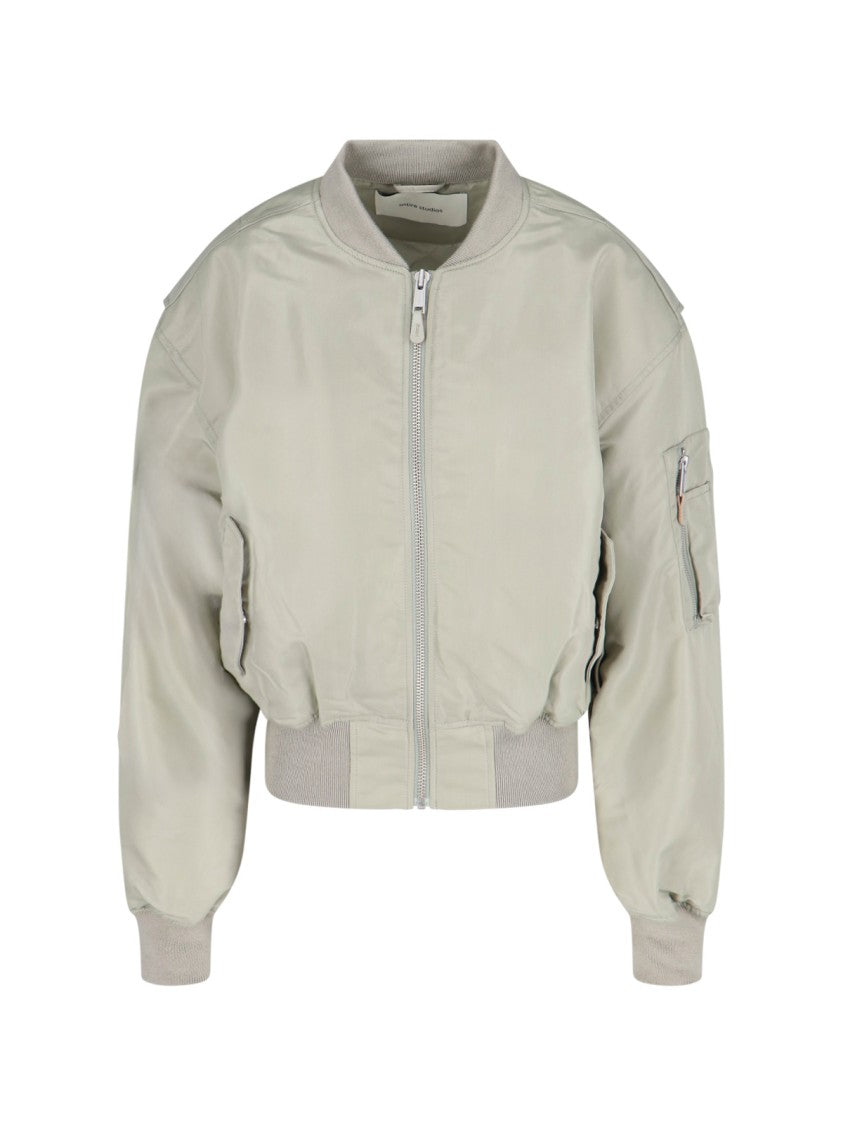 Entire Studios "Broad" Zip Bomber Jacket Grey
