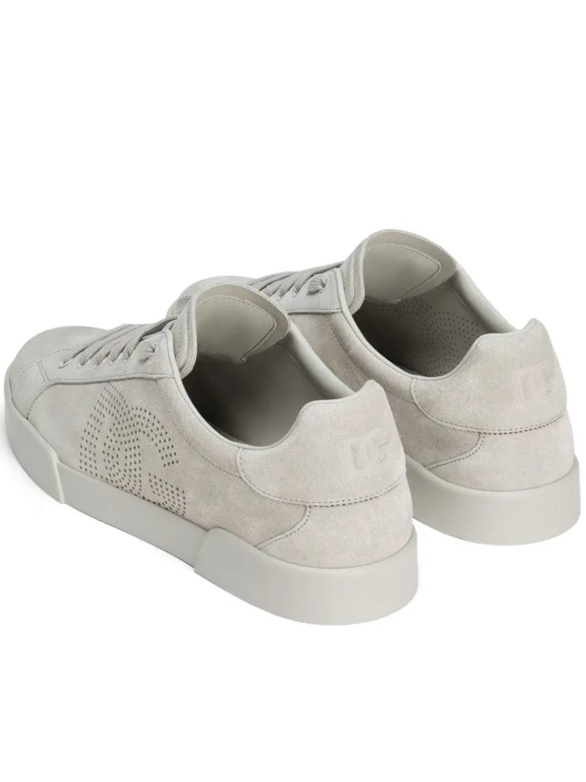 Dolce & Gabbana White Refined Perforated Logo Calf Sneakers