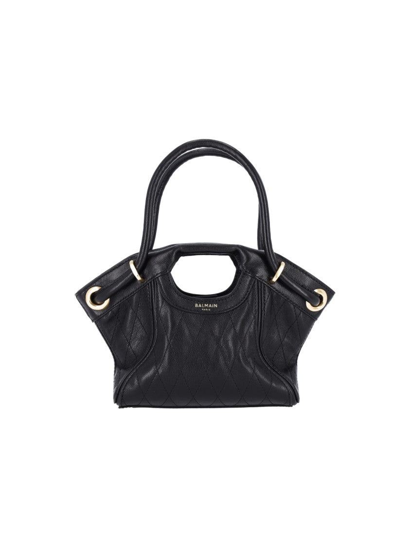 Balmain Black Lambskin Small Tote Bag