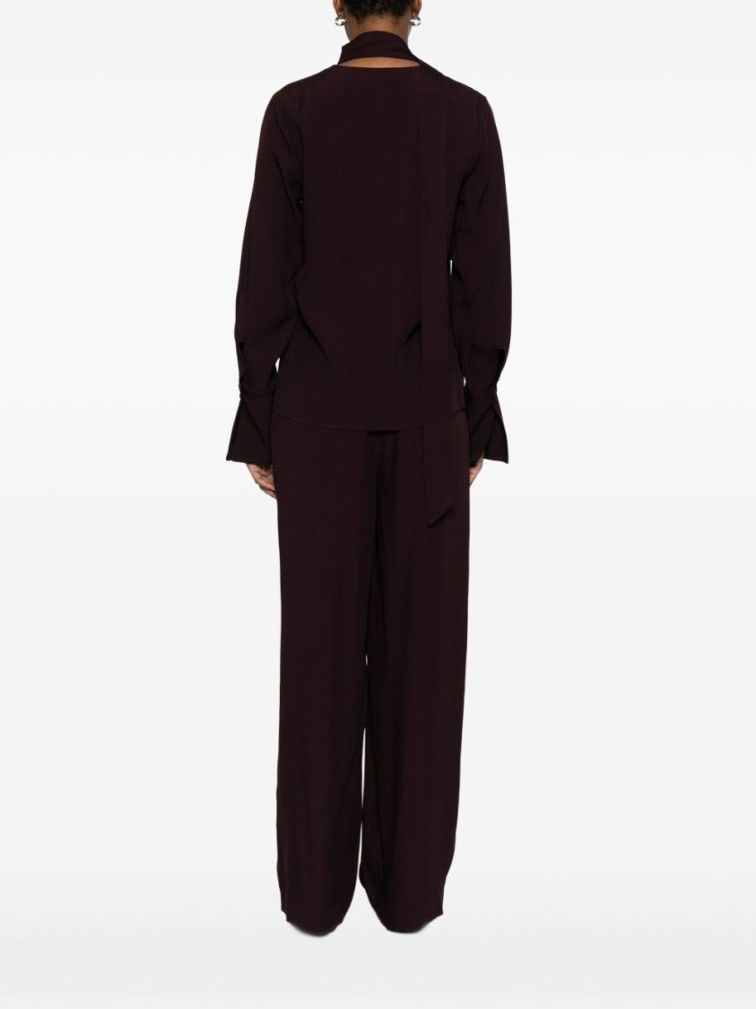 Raquel Diniz Bordeaux-Enhanced Blouse With Versatile Nektie Detail