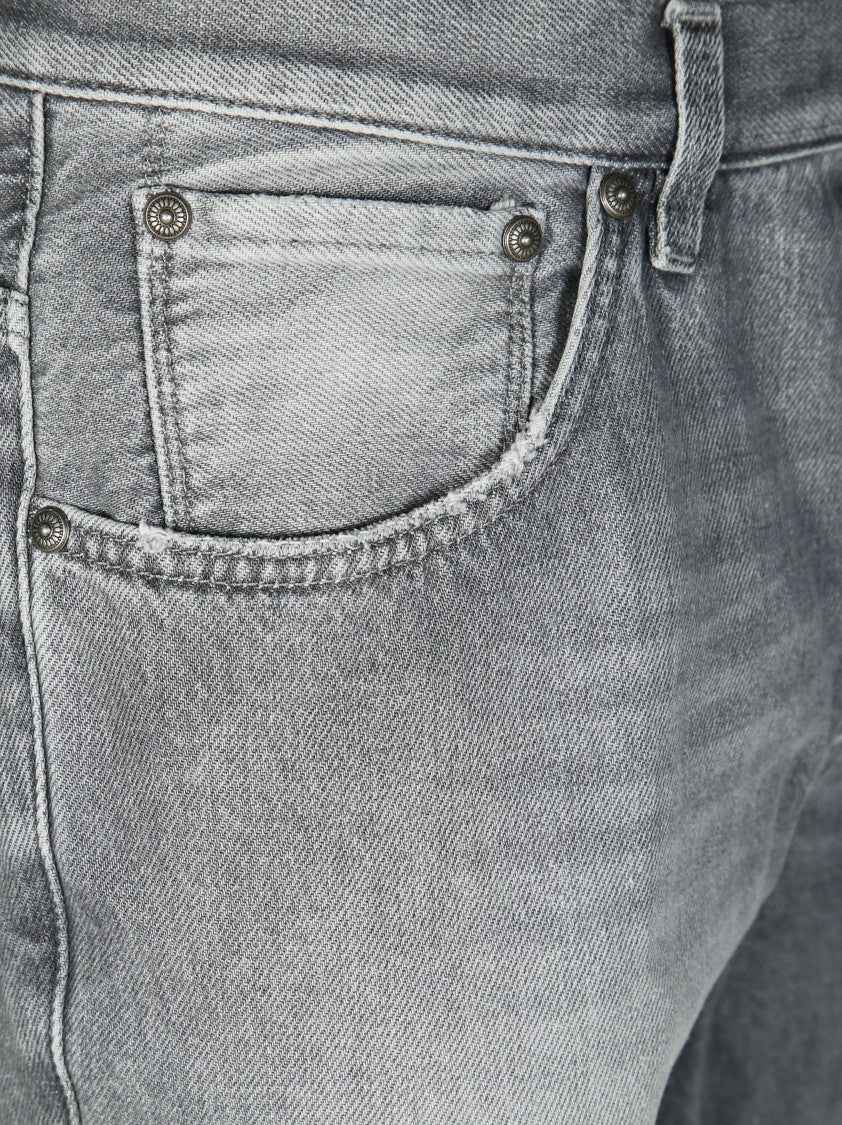 Dondup Mid-Rise Tapered Jeans With Faded Grey Wash