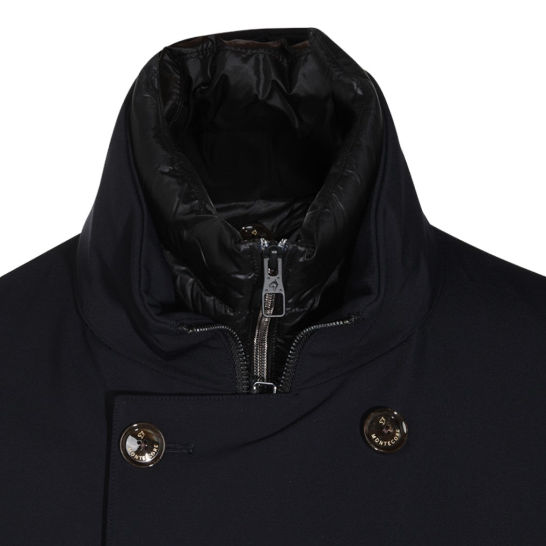 Montecore Zip-Up High Collar Double-Breasted Coat