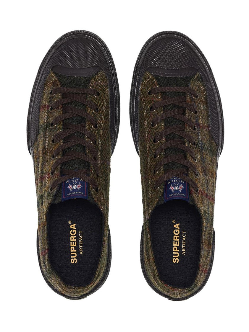 Superga Patchwork Khaki Tartan Low-Top Sneakers