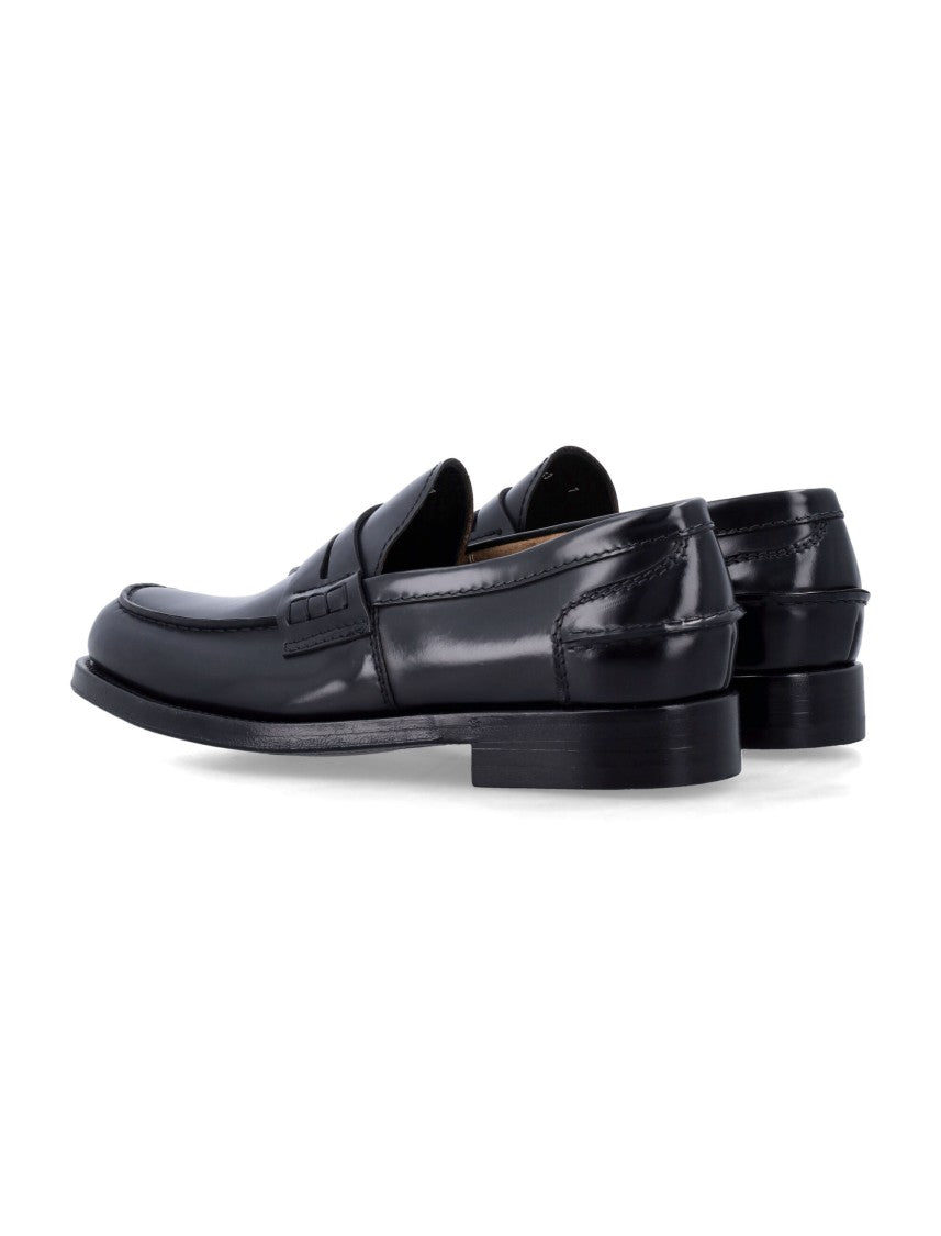 Green George Polished Leather Loafers With Refined Stitching