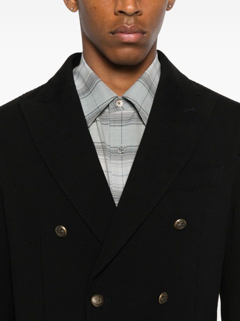 Circolo 1901 Black Double-Breasted Jacket With Structured Silhouette And Metallic Buttons