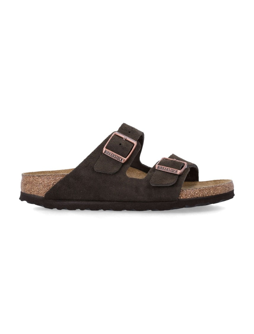 Birkenstock Arizona Suede Flat Sandals In Mocca