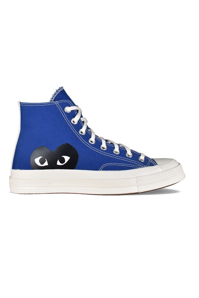 Comme Des Garçons Navy Canvas High-Top Sneakers With Signature Logo