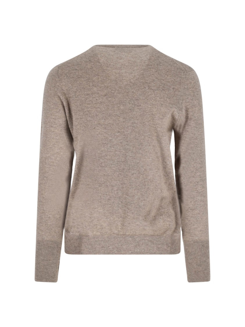 Ballantyne Beige V-Neck Cashmere Sweater