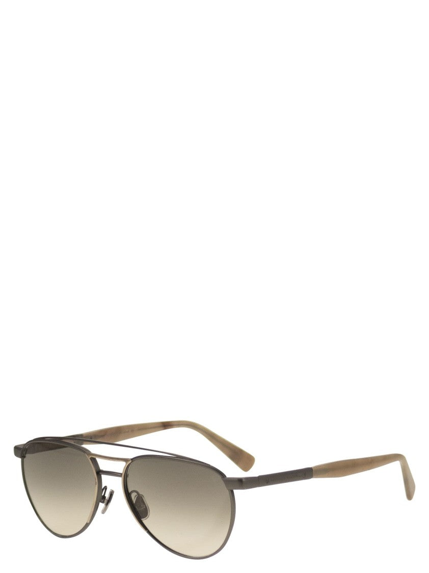 Brunello Cucinelli Titanium Aviator Sunglasses