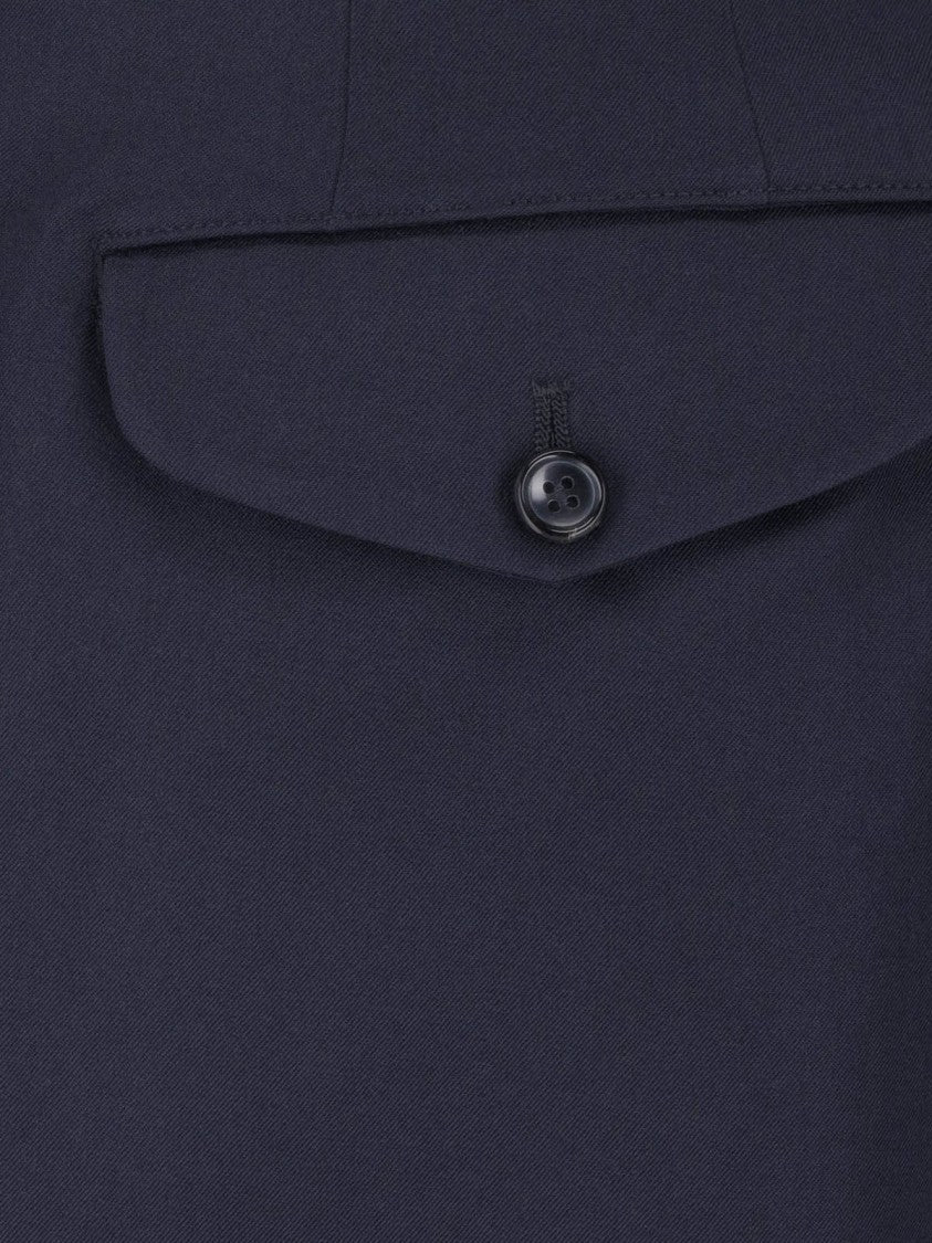 Comme Des Garçons Blue Tailored Straight-Leg Wool Trousers