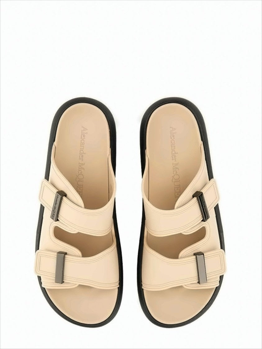 Alexander Mcqueen Minimalist Mules With Adjustable Straps And Rubber Sole