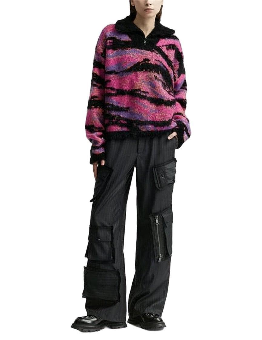 Erl Abstract Pattern Knit Sweater With High Collar
