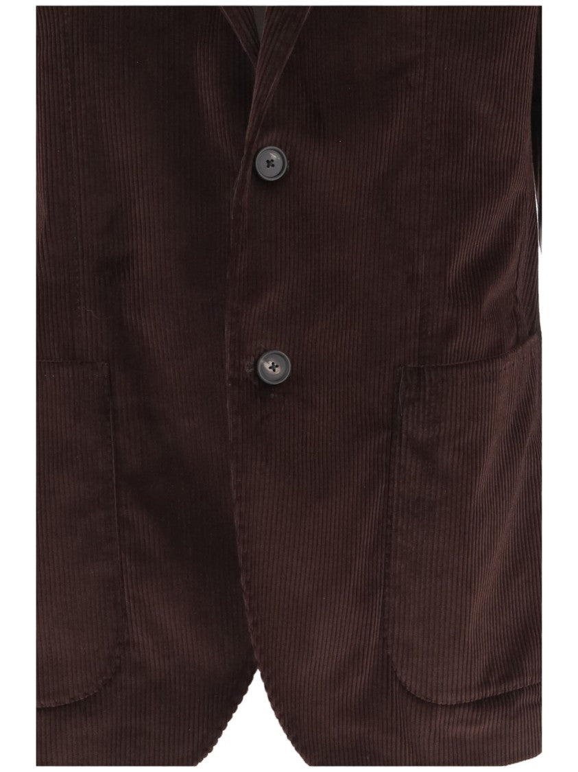 Tagliatore Brown Stretch Cotton Ribbed Blazer
