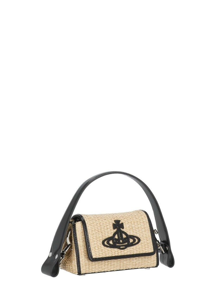 Vivienne Westwood Hazel Raffia Handbag With Distinctive Orb Logo And Detachable Strap