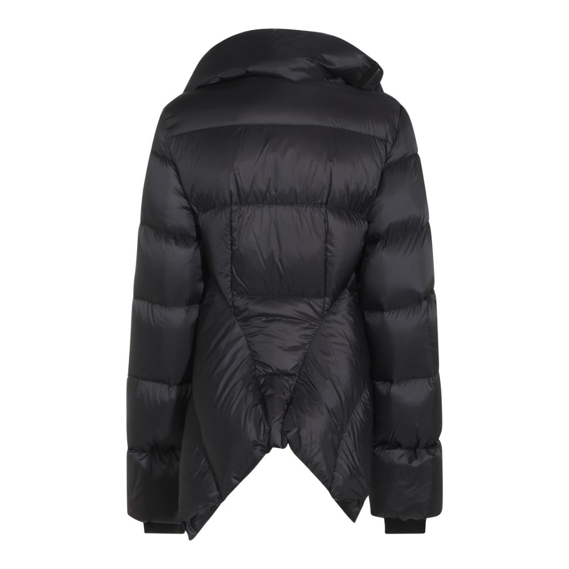 Rick Owens Asymmetrical Hemline Puffer Coat With Pointed Silhouette