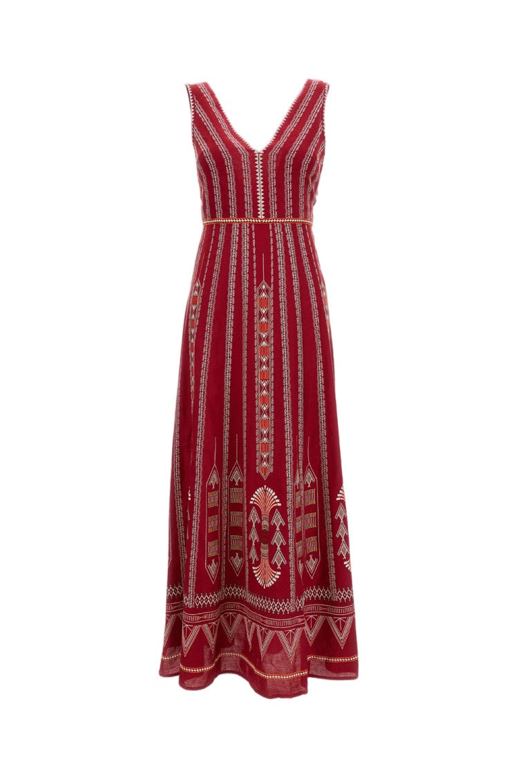 Emporio Sirenuse Ballerina Embroidered Linen-Cotton Dress
