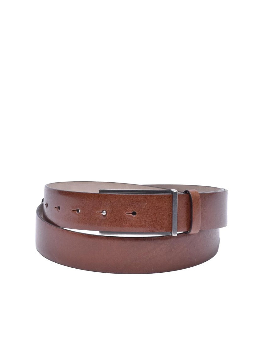 Brunello Cucinelli Brown Refined Classic Buckle Leather Belt
