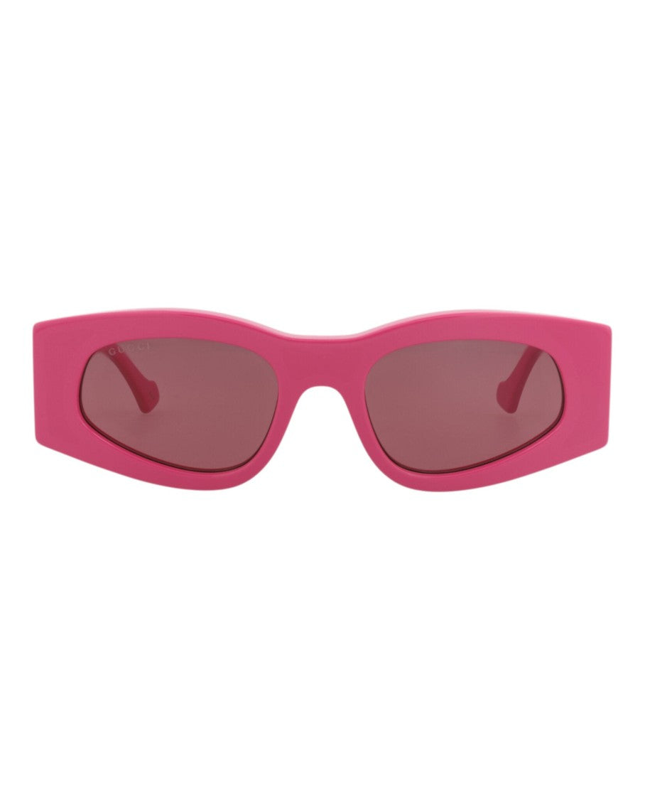 Gucci Square-Frame Sunglasses In Vibrant Pink With Gold Logo