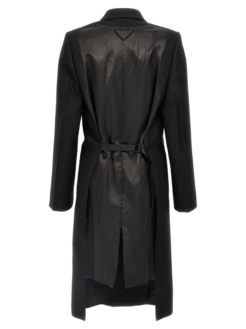 Prada Satin Insert Double-Breasted Coat
