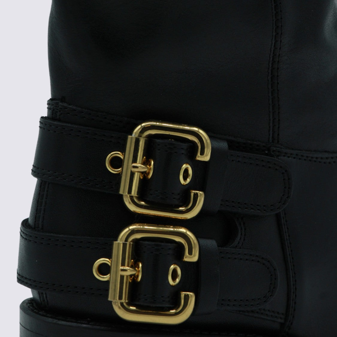 Chloé Mid-Calf Boots With Gold-Tone Buckle Accents