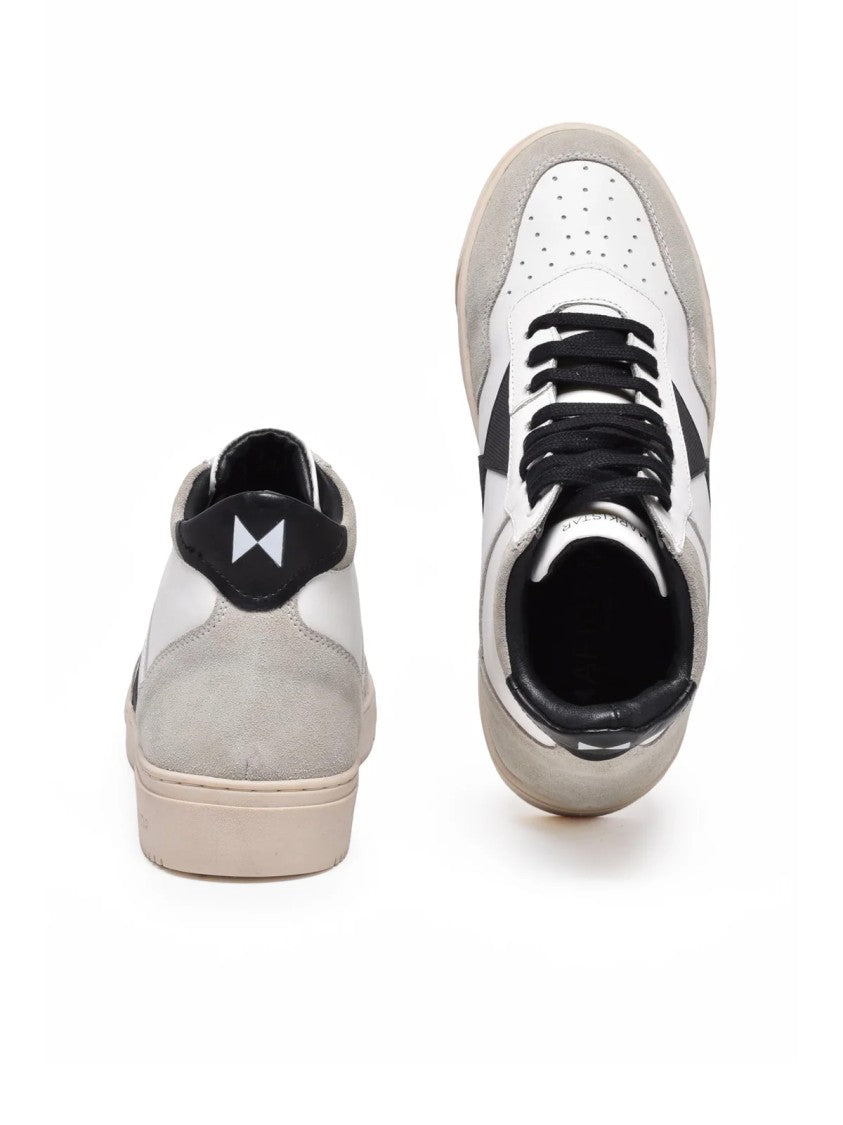 Arkistar White/Black Panel Leather Low-Top Sneakers