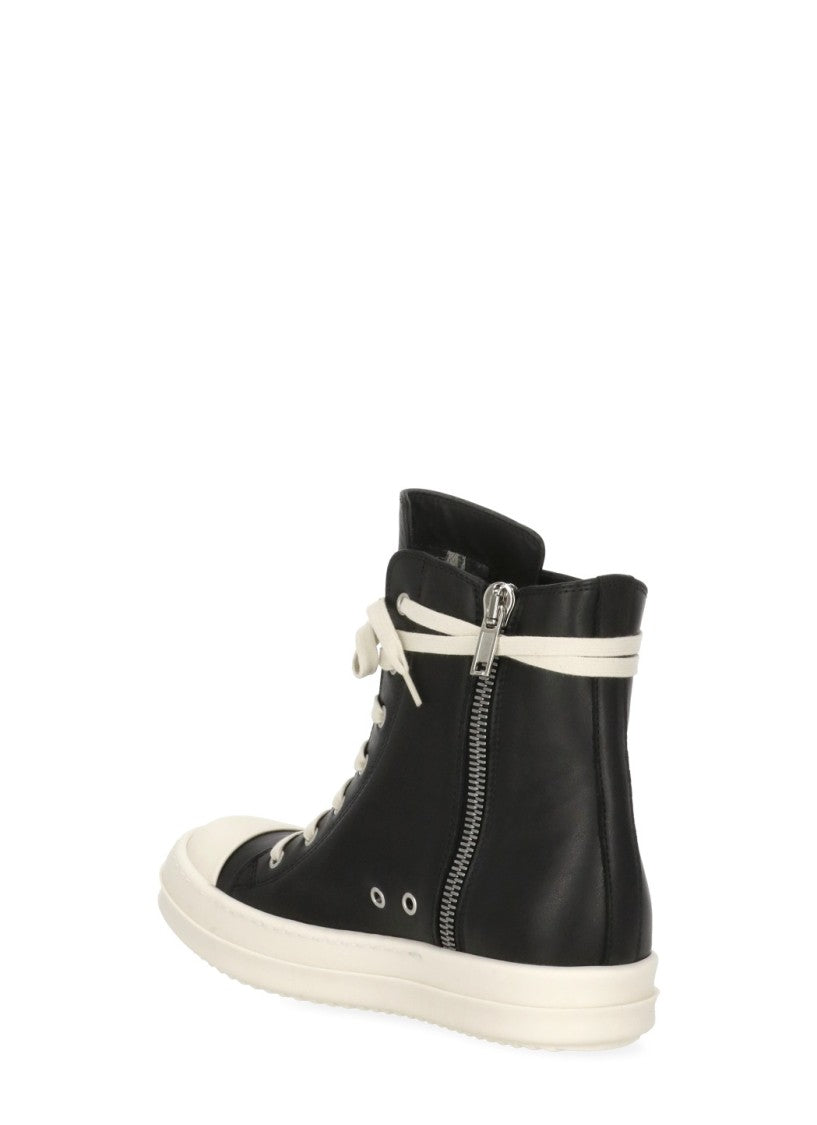 Rick Owens Black Side Zip High Sneakers