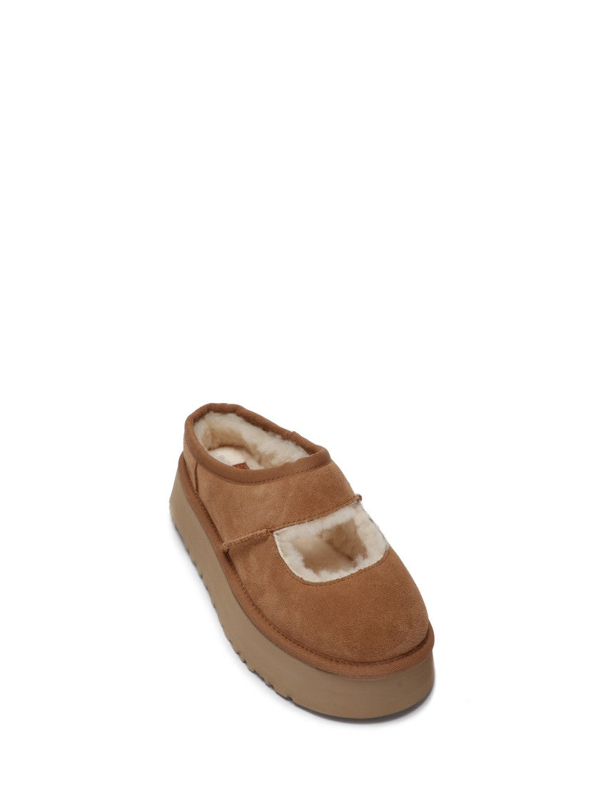 Ugg Suede Mary Jane Slippers With High Heel