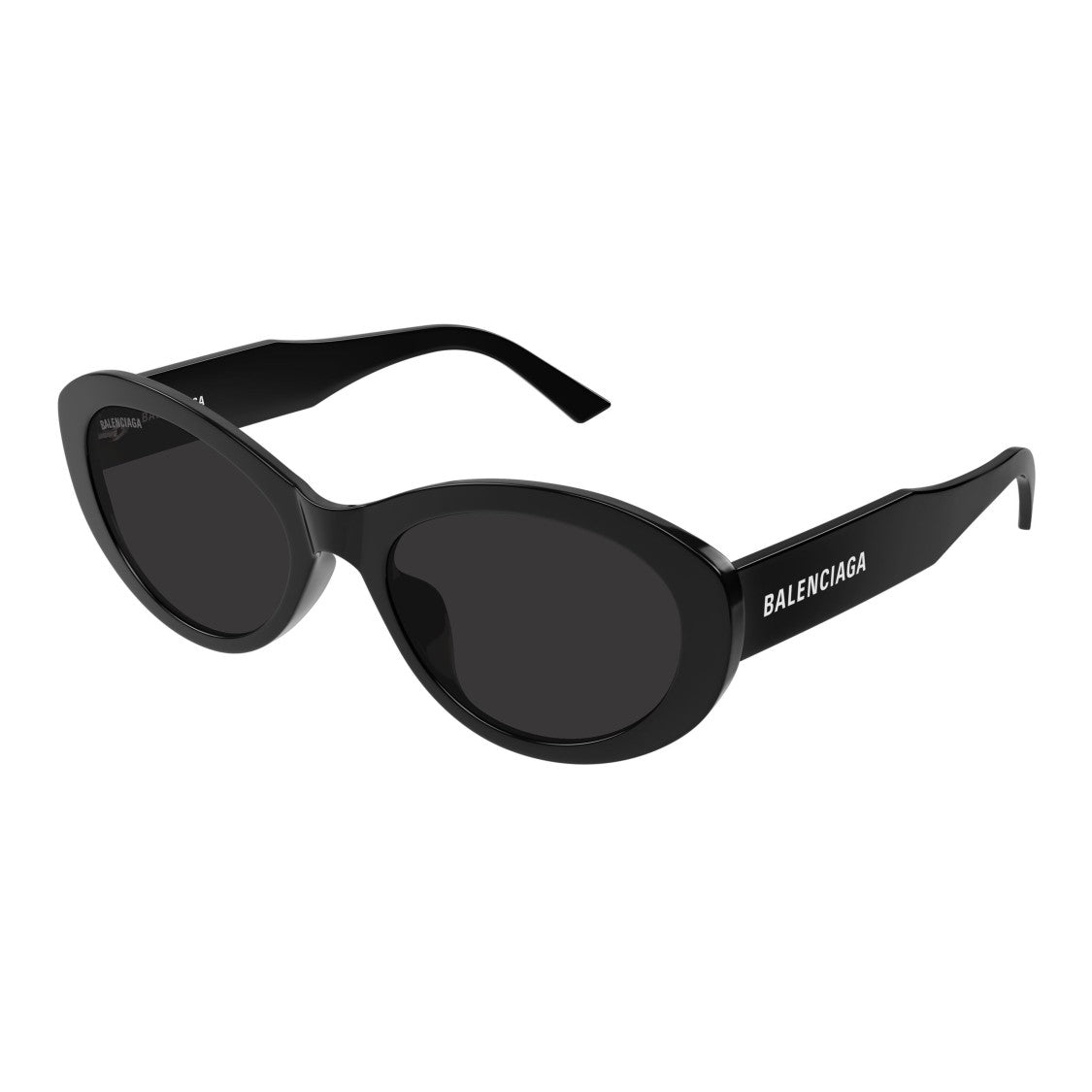 Balenciaga Bb0446s Oval Frame Sunglasses In Glossy Black