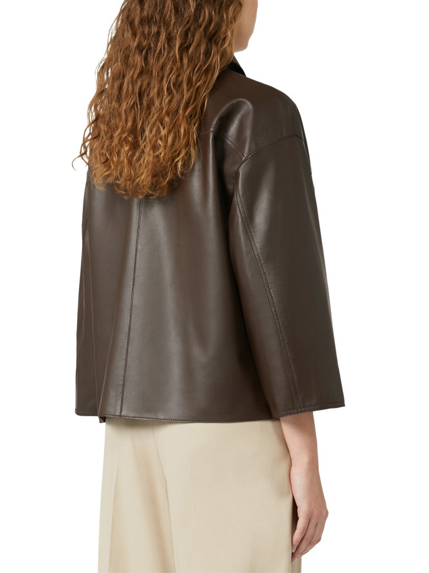 Max Mara Relaxed Fit Lamb Leather Jacket With Classic Collar