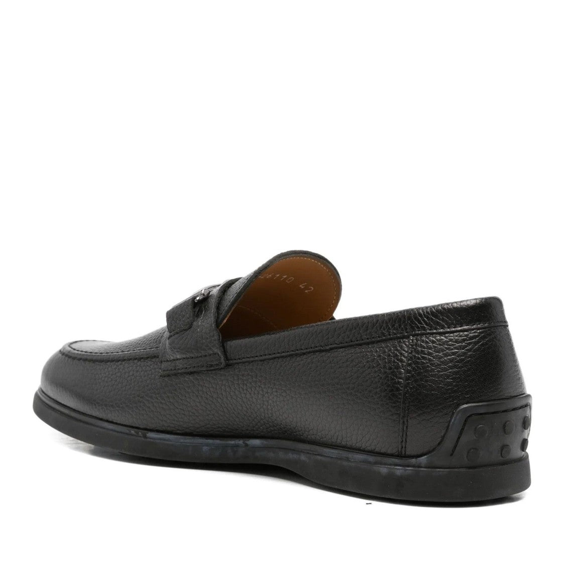 John Harrison Black Textured Leather Bit Detail Loafers