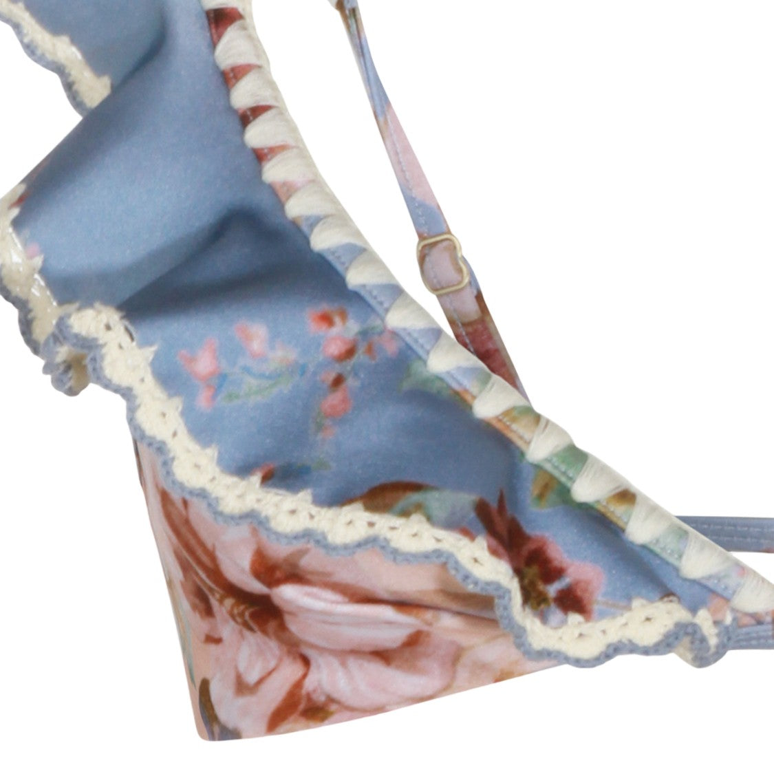 Zimmermann Floral Print Bikini Top With Ruffled Straps