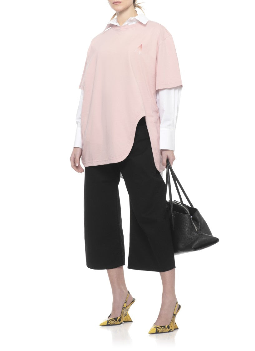The Attico Black Cropped Palazzo Cotton Jeans