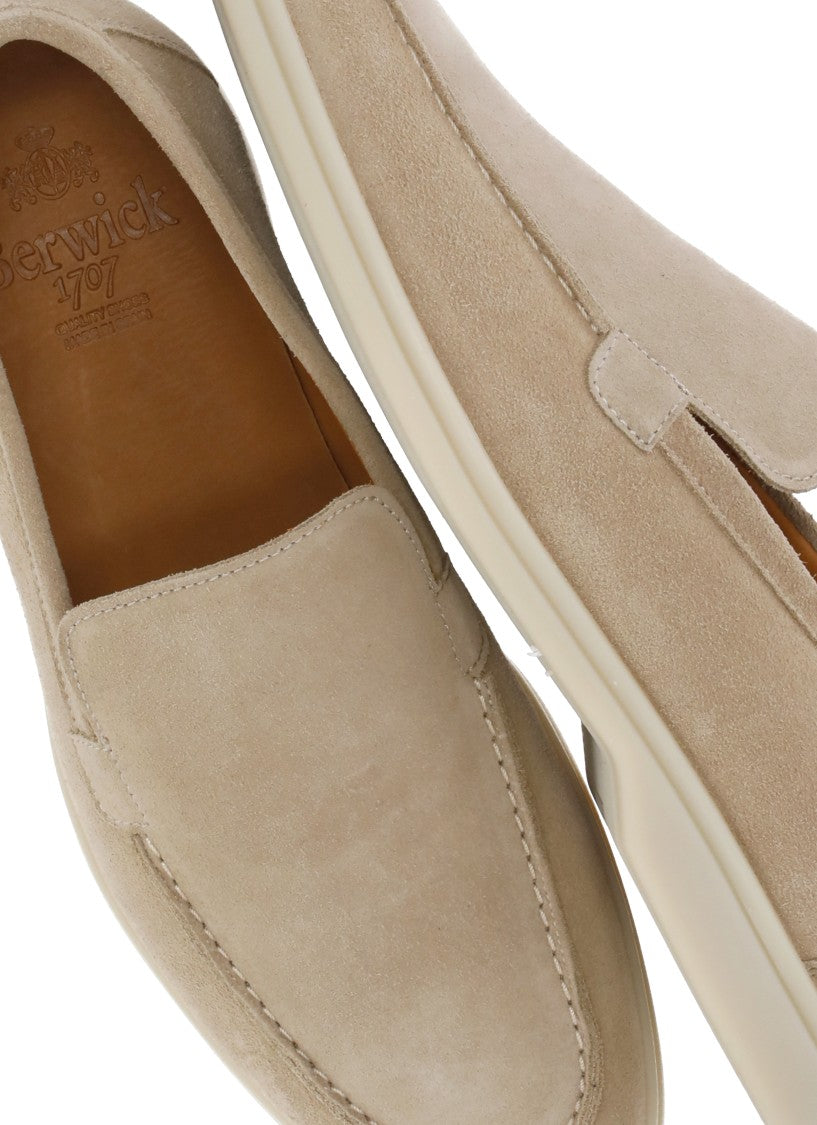 Berwick 1707 Beige Round Toe Suede Loafers